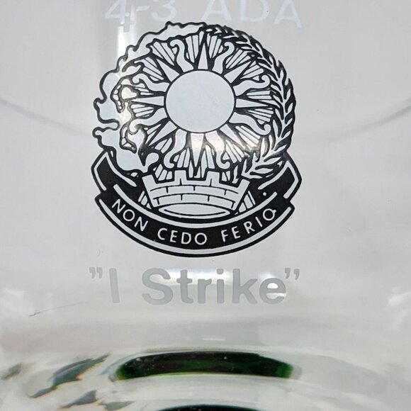 Military-Themed Green Glass Goblets With "I Strike" & 4-3 ADA Design Spiral Stem - Picture 4 of 6